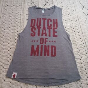 Dutch Bros Tank Top Womens‎ M Gray State of Mind Shirt Coffee House Barista Brew